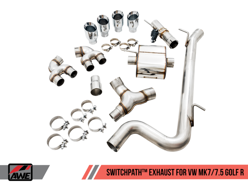 AWE Tuning Audi 8V S3 SwitchPath Exhaust w/Chrome Silver Tips 102mm