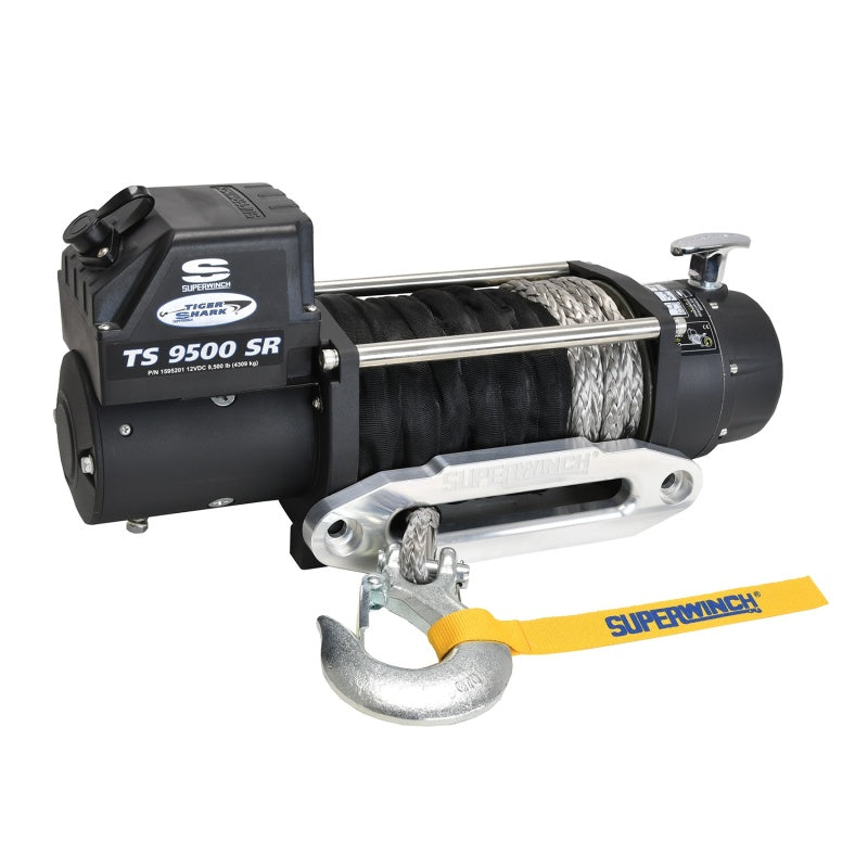 Superwinch 9500 LBS 12 VDC 3/8in x 80ft Synthetic Rope Tiger Shark 9500 Winch