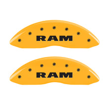गैलरी व्यूवर में इमेज लोड करें, MGP 4 Caliper Covers Engraved Front RAM Engraved Rear RAMHEAD Yellow finish black ch