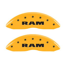 MGP 4 Caliper Covers Engraved Front RAM Engraved Rear RAMHEAD Yellow finish black ch