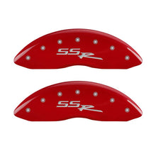 Laden Sie das Bild in den Galerie-Viewer, MGP 4 Caliper Covers Engraved Front &amp; Rear SSR Red finish silver ch
