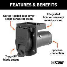 Load image into Gallery viewer, Curt 7-Way RV Blade Connector Socket w/Integrated Bracket (Vehicle Side Packaged)