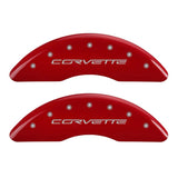 MGP 4 Caliper Covers Engraved Front C6/Corvette Engraved Rear C6/Z06 Red finish silver ch