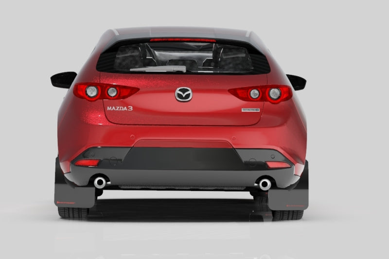 Rally Armor 2019+ Mazda3 GT Sport Hatch UR White Mud Flap w/ Black Logo