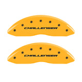 MGP 4 Caliper Covers Engrvd Front Block/Challenger Engrvd Rear Vintage Style/RT Yellow fnsh Blk ch