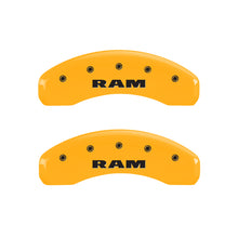 गैलरी व्यूवर में इमेज लोड करें, MGP 4 Caliper Covers Engraved Front RAM Engraved Rear RAMHEAD Black finish silver ch