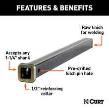 Load image into Gallery viewer, Curt 24in Raw Steel Receiver Tubing (1-1/4in Receiver)
