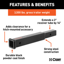 Load image into Gallery viewer, Curt 14in Receiver Tube Extender (2in Shank 3500lbs)