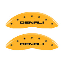 Cargar imagen en el visor de la galería, MGP 4 Caliper Covers Engraved Front &amp; Rear Denali Yellow Finish Black Char 2009 GMC Savana 1500