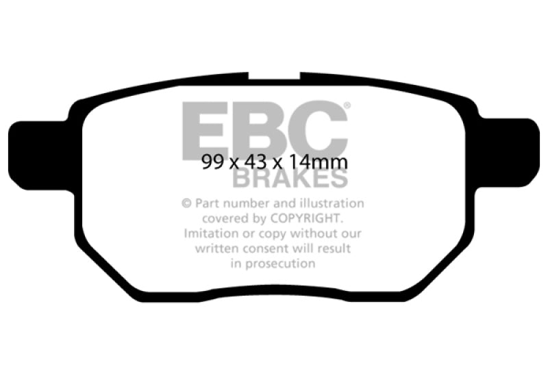 EBC 11+ Lexus CT200h 1.8 Hybrid Ultimax2 Rear Brake Pads - 2to4wheels