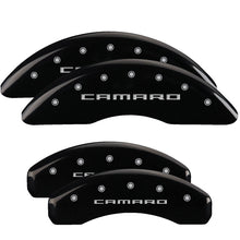 Cargar imagen en el visor de la galería, MGP 4 Caliper Covers Engraved Front &amp; Rear Gen 5/Camaro Black finish silver ch