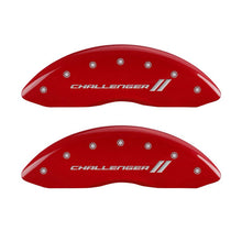 Charger l&#39;image dans la galerie, MGP 4 Caliper Covers Engraved Front &amp; Rear With stripes/Challenger Red finish silver ch