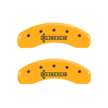Carica l&#39;immagine nel visualizzatore di Gallery, MGP 4 Caliper Covers Engraved Front &amp; Rear Lincoln Yellow finish black ch