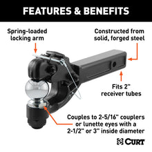 Carica l&#39;immagine nel visualizzatore di Gallery, Curt Receiver-Mount Ball &amp; Pintle Combo (2in Shank 2-5/16in Ball 12000lbs)
