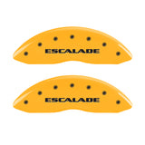 MGP 4 Caliper Covers Engraved Front Escalade Engraved Rear EXT Yellow finish black ch