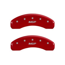 Laden Sie das Bild in den Galerie-Viewer, MGP Rear set 2 Caliper Covers Engraved Rear MGP Red finish silver ch