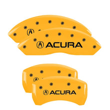 Cargar imagen en el visor de la galería, MGP 4 Caliper Covers Engraved Front &amp; Rear Acura Yellow finish black ch