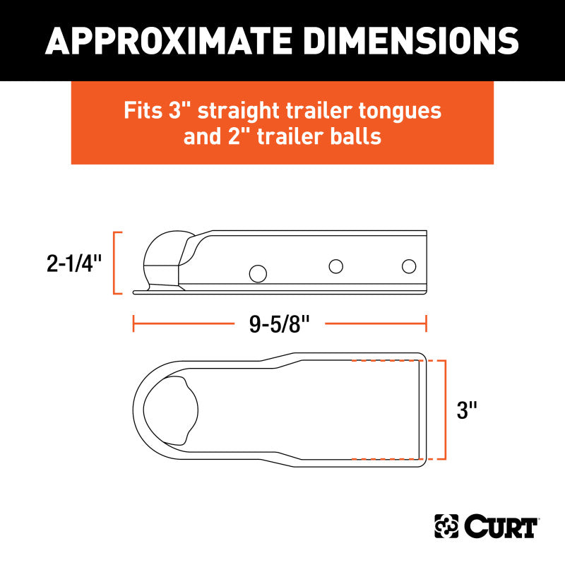 Curt QuickPin No-Latch 2in Trailer Coupler (3in Channel, 3,500 lbs)