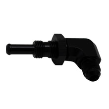 Laden Sie das Bild in den Galerie-Viewer, DeatschWerks 6AN Male Flare to 5/16in Male Barb Bulkhead Adapter 90-Degree - Anodized Matte Black