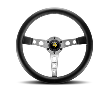 Carica l&#39;immagine nel visualizzatore di Gallery, Momo Prototipo Steering Wheel 350 mm - Black Leather/Wht Stitch/Brshd Spokes
