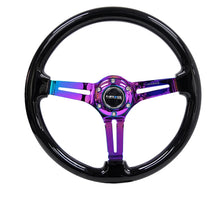 गैलरी व्यूवर में इमेज लोड करें, NRG Reinforced Steering Wheel (350mm / 3in. Deep) Blk Wood w/Blk Matte Spoke/Neochrome Center Mark