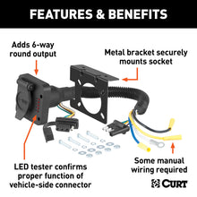 Load image into Gallery viewer, Curt Dual-Output Electrical Adapter w/Tester (Adds 6-Way Round to 4-Way Flat)