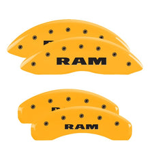 Laden Sie das Bild in den Galerie-Viewer, MGP 4 Caliper Covers Engraved Front &amp; Rear Ram Yellow Finish Black Char 2006 Dodge Durango