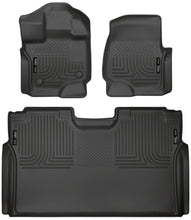 Laden Sie das Bild in den Galerie-Viewer, Husky Liners 15-22 Ford F-150 SuperCrew Weatherbeater Black Front &amp; 2nd Seat Floor Liners