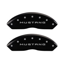 Cargar imagen en el visor de la galería, MGP 4 Caliper Covers Engraved Front Mustang Engraved Rear GT Black finish silver ch