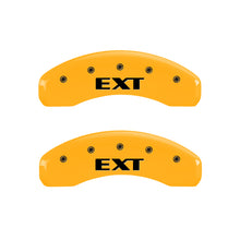 Cargar imagen en el visor de la galería, MGP 4 Caliper Covers Engraved Front Escalade Engraved Rear EXT Yellow finish black ch