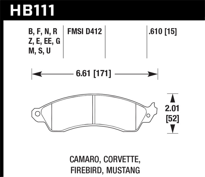 Hawk 94-04 Mustang Cobra / 88-95 Corvette 5.7L / 88-92 Camaro w/ Hvy Duty Brakes Front HP+ Street Br - 2to4wheels