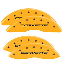 Cargar imagen en el visor de la galería, MGP Front set 2 Caliper Covers Engraved Front Bowtie Black finish silver ch