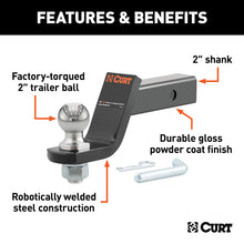 Carica l&#39;immagine nel visualizzatore di Gallery, Curt Loaded Ball Mount w/2in Ball (2in Shank 7500lbs 4in Drop)