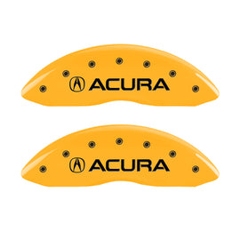 MGP 4 Caliper Covers Engraved Front Acura Engraved Rear MDX Yellow finish black ch