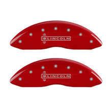 Carica l&#39;immagine nel visualizzatore di Gallery, MGP 4 Caliper Covers Engraved Fr Lincoln Rr Star Logo Red Finish Sil Char 2017 Lincoln Continental