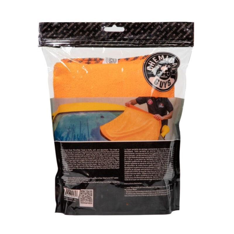 Chemical Guys Fatty Super Dryer Microfiber Drying Towel - 25in x 34in - Orange - Single