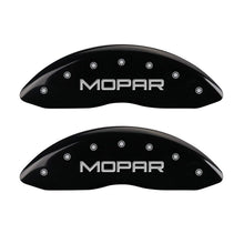 Cargar imagen en el visor de la galería, MGP Front set 2 Caliper Covers Engraved Front MOPAR Black finish silver ch