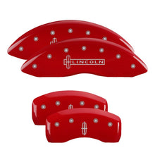 Carica l&#39;immagine nel visualizzatore di Gallery, MGP 4 Caliper Covers Engraved Fr Lincoln Rr Star Logo Red Finish Sil Char 2018 Lincoln Continental