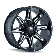Cargar imagen en el visor de la galería, Mayhem 8090 Rampage 17x9 / 5x114.3 BP / -12mm Offset / 87mm Hub Black w/ Milled Spokes Wheel