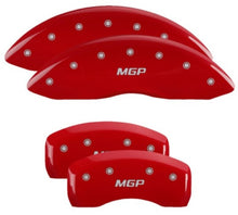 Laden Sie das Bild in den Galerie-Viewer, MGP 4 Caliper Covers Engraved Front &amp; Rear MGP Red Finish Silver Characters 2019 Ford Edge