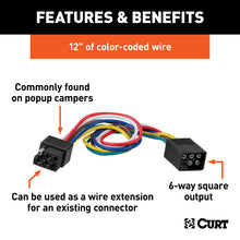 Load image into Gallery viewer, Curt 6-Way Square Connector Plug &amp; Socket w/12in Wires (Packaged)