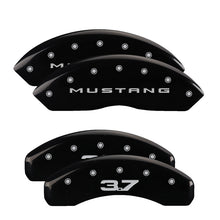 Charger l&#39;image dans la galerie, MGP 4 Caliper Covers Engraved Front 2015/Mustang Engraved Rear 2015/37 Black finish silver ch