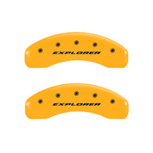Cargar imagen en el visor de la galería, MGP 4 Caliper Covers Engraved Front &amp; Rear Explorer Yellow Finish Black Char 2006 Ford Explorer