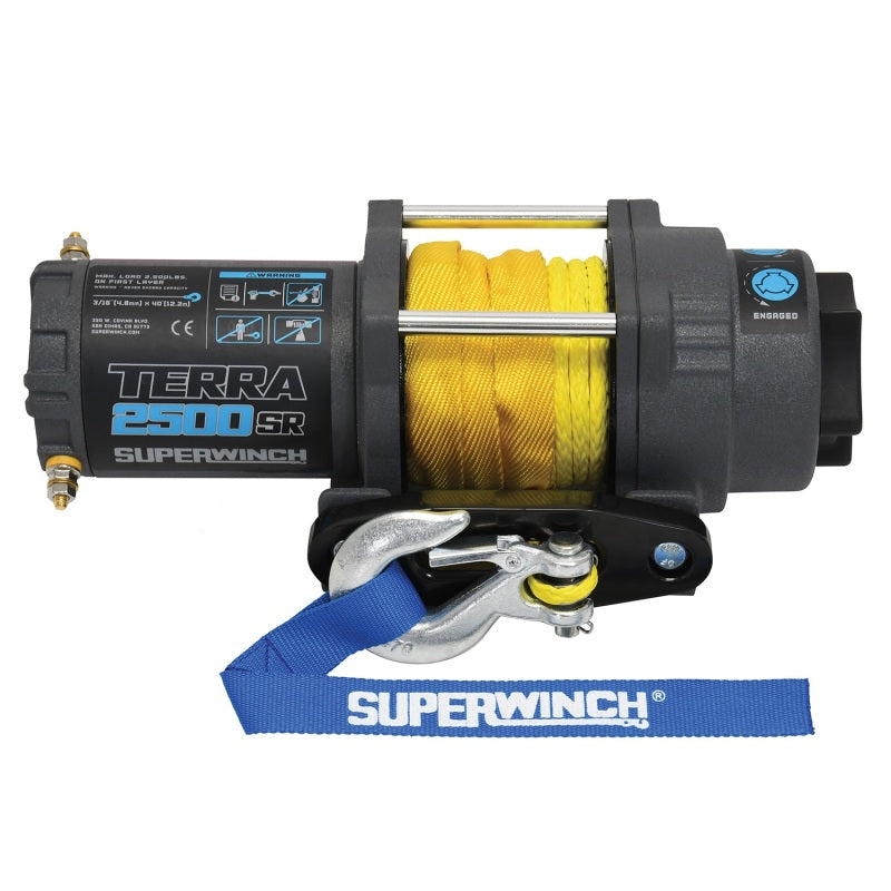 Superwinch 2500 LBS 12 V DC 3/16in x 40ft Synthetic Rope Terra 2500SR Winch - Gray Wrinkle