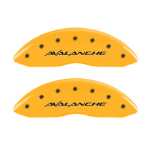 Cargar imagen en el visor de la galería, MGP 4 Caliper Covers Engraved F &amp; R Avalanche Yellow Finish Black Char 2000 Chevrolet Silverado 2500