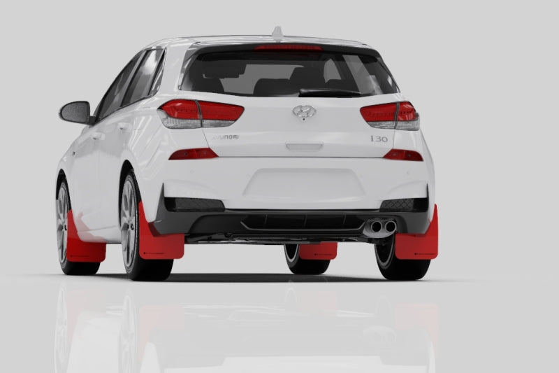 Rally Armor 2019+ Hyundai Elantra N Line UR White Mud Flap w/ Black Logo