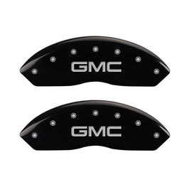MGP Front set 2 Caliper Covers Engraved Front GMC Black finish silver ch