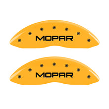 Cargar imagen en el visor de la galería, MGP Front set 2 Caliper Covers Engraved Front MOPAR Yellow finish black ch