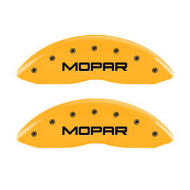 MGP Front set 2 Caliper Covers Engraved Front MOPAR Yellow finish black ch