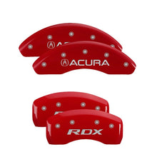 Cargar imagen en el visor de la galería, MGP 4 Caliper Covers Front Acura Rear RDX Red Finish Silver Characters (Req 18in+ Wheel)